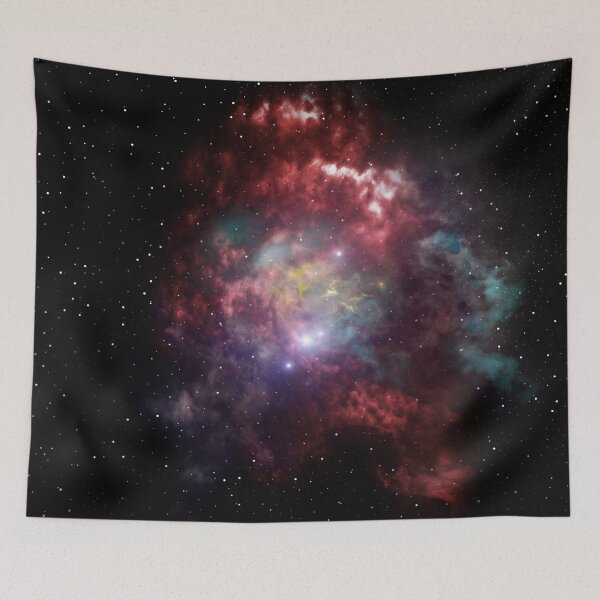 Item preview, Ruby Rose gold Nebula, red Milky way, Aesthetic cosmos, shiny galaxy, starry dark tapestry, trendy home decor art, wall designed and sold by August-E.