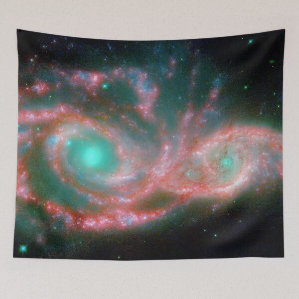Item preview, The Ngc spiral cosmic galaxy, Milky way, pink, teal Aesthetic shiny starry dark tapestry, trendy home decor art, wall designed and sold by August-E.