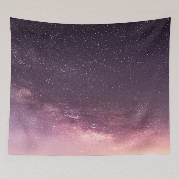 Artikelvorschau, Violet Milky way, Aesthetic cosmos sky, shiny galaxy, starry dark tapestry, trendy home decor art, wall entworfen und verkauft von August-E.