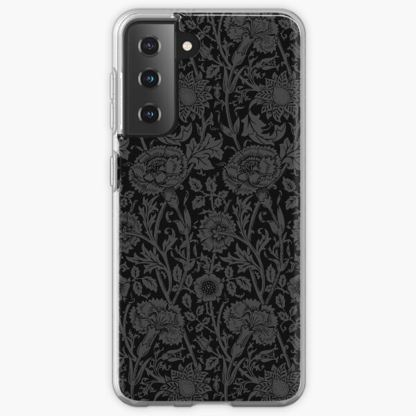 William Morris Carnations | Black and Grey Floral Pattern | Flower Patterns | Vintage Patterns | Classic Patterns | Samsung Galaxy Soft Case