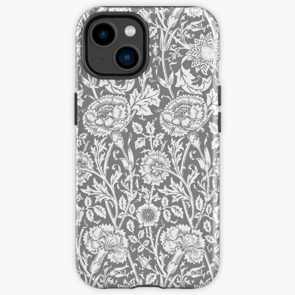 William Morris Carnations | Grey and White Floral Pattern | Flower Patterns | Vintage Patterns | Classic Patterns | iPhone Tough Case
