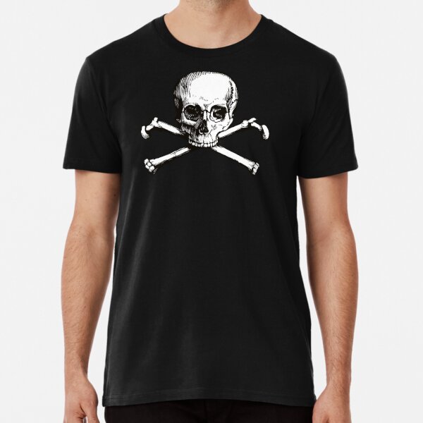 Skull and Crossbones | Jolly Roger | Pirate Flag | Deaths Head | Black and White | Skulls and Skeletons | Vintage Skulls | Premium T-Shirt