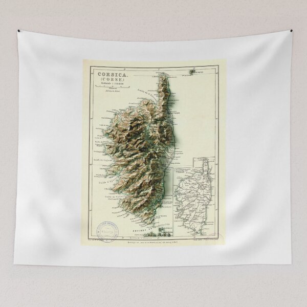 Item preview, 1871 Map of Corsica - France 3D digitally-rendered  designed and sold by ThinkAboutMaps.