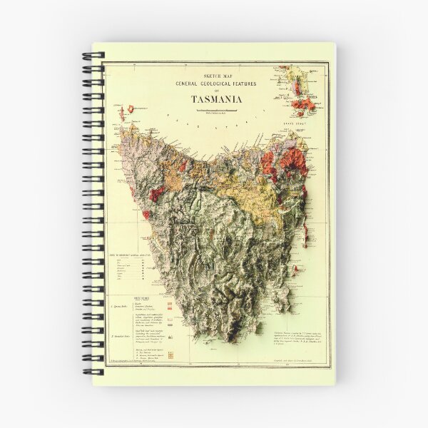 Item preview, 1884 Tasmania Geological Map 3D digitally-rendered designed and sold by ThinkAboutMaps.
