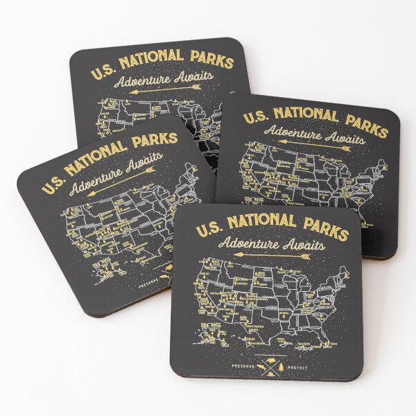 Item preview, 62 National Parks Map US Park Vintage Camping Hiking designed and sold by SuzyTanner.