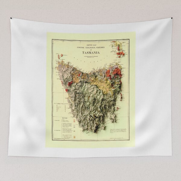 Item preview, 1884 Tasmania Geological Map 3D digitally-rendered designed and sold by ThinkAboutMaps.