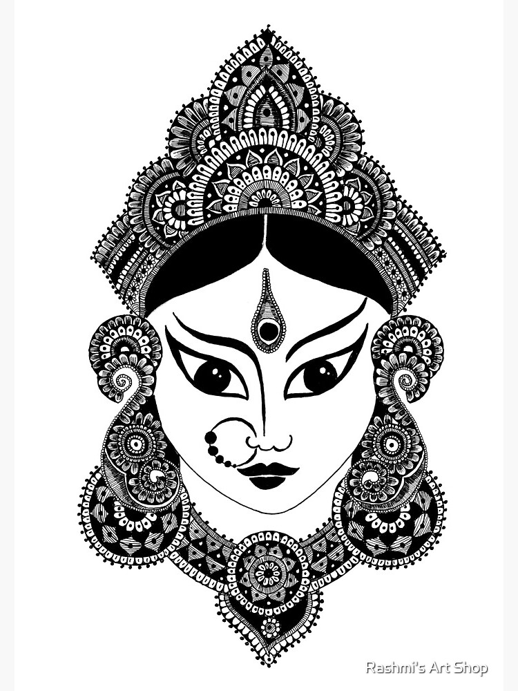 Durga maa face Drawing|Durga maa face mandala drawing | Mandala design art,  Mandala drawing, Boho art drawings