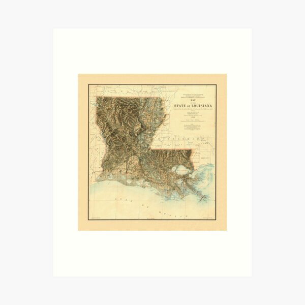 Item preview, 1896 Louisiana Relief Map 3D digitally-rendered designed and sold by ThinkAboutMaps.
