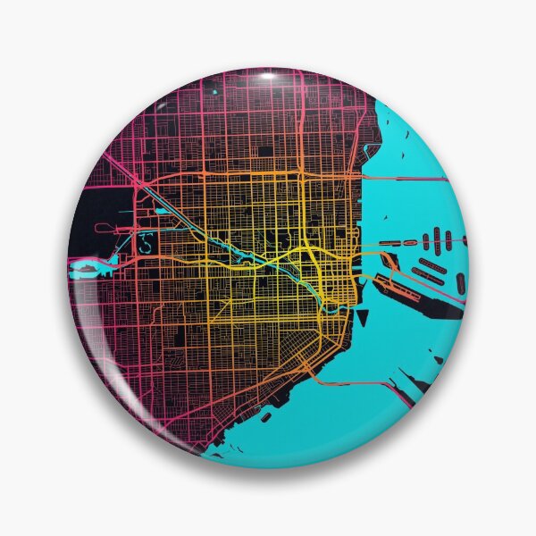 Artikelvorschau, Miami Stadtplan von Florida, USA - Neon entworfen und verkauft von deMAP.