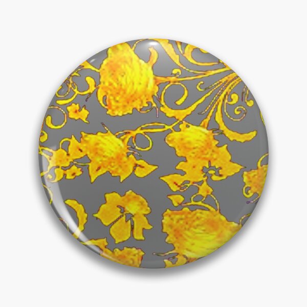 Item preview, GOLDEN YELLOW ROSES GREY PATTERNS ART designed and sold by sharlesart.
