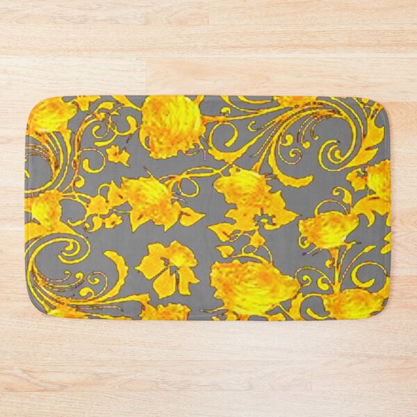 Item preview, GOLDEN YELLOW ROSES GREY PATTERNS ART designed and sold by sharlesart.