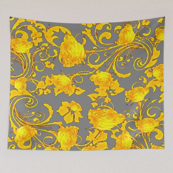 Item preview, GOLDEN YELLOW ROSES GREY PATTERNS ART designed and sold by sharlesart.