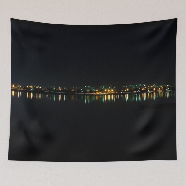Item preview, Nighttime street lights reflecting blurry streaks along the waterfront of Lake Wendouree in Ballarat designed and sold by James-Cole.