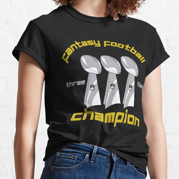 Fantasy Football Three Time Champion Trophy Novelty Classic T-Shirt