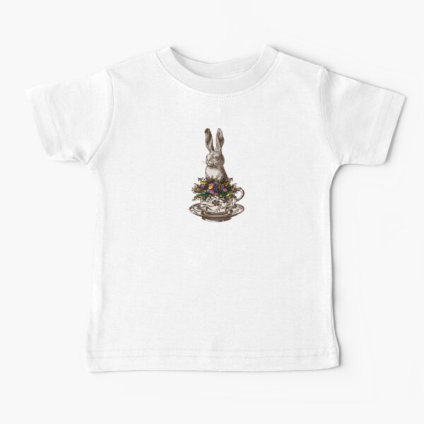 Rabbit in a Teacup | Vintage Rabbits | Vintage Tea Cups | Bunny Rabbits | Bunnies | Hares |  Baby T-Shirt