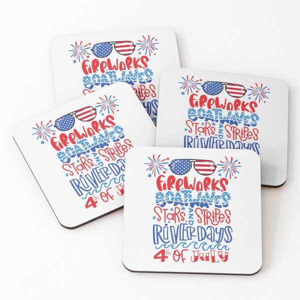 Item preview, Fireworks boat waves stars and stripes river days designed and sold by WaveOcean123.