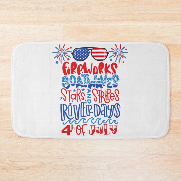 Item preview, Fireworks boat waves stars and stripes river days designed and sold by WaveOcean123.
