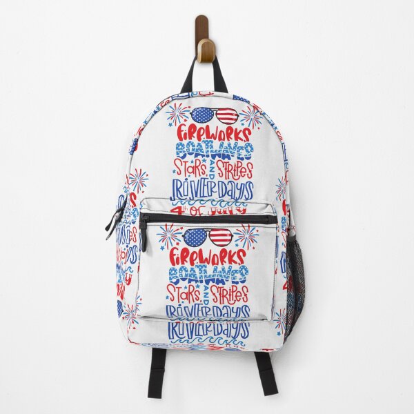 Item preview, Fireworks boat waves stars and stripes river days designed and sold by WaveOcean123.