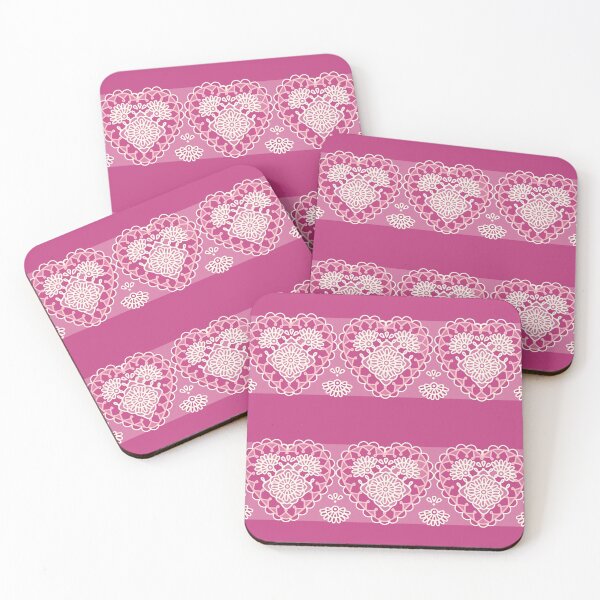 Item preview, 1970's 1980's Vintage Style Crochet Quilting Pattern Pink Heart Ribbon designed and sold by H3designs.