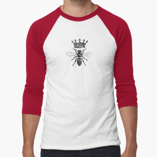Queen Bee | Vintage Honey Bees | Black and White |  Baseball ¾ Sleeve T-Shirt