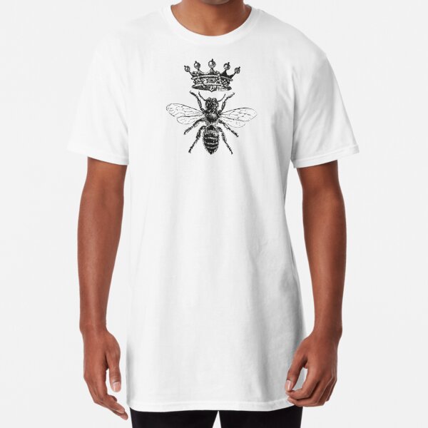 Queen Bee | Vintage Honey Bees | Black and White |  Long T-Shirt