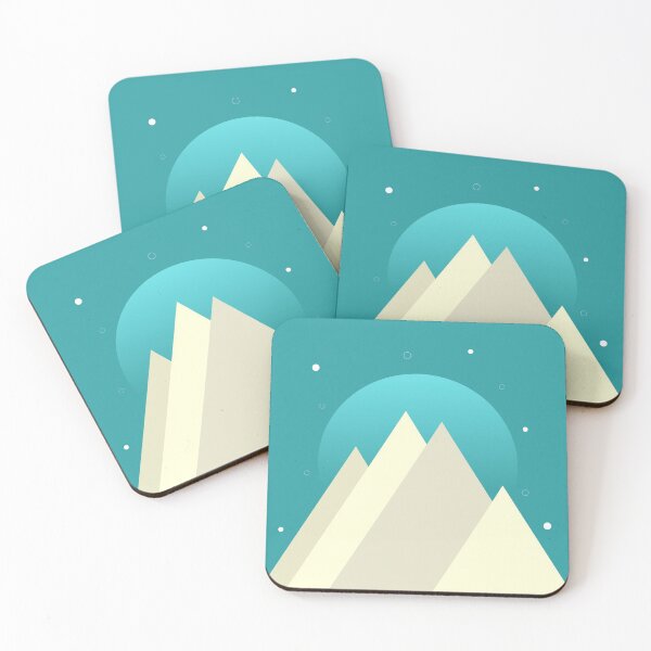 Item preview, WHITE MOUNTAINS TEAL NIGHT SKY - WINTER VERSION MINIMALIST ILLUSTRATION Teal BG by MiraiDesigns designed and sold by miraidesigns.