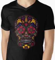 Day of the Dead Sugar Skull Dark Men's V-Neck T-Shirt