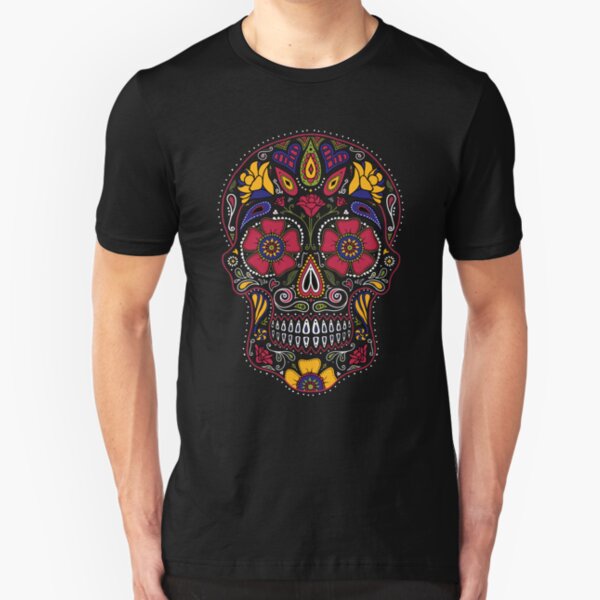 Dark Wear Skull Tattoo Gray T-shirt//Biker//Sugar Skull//Mexican//Halloween//Gift//Top