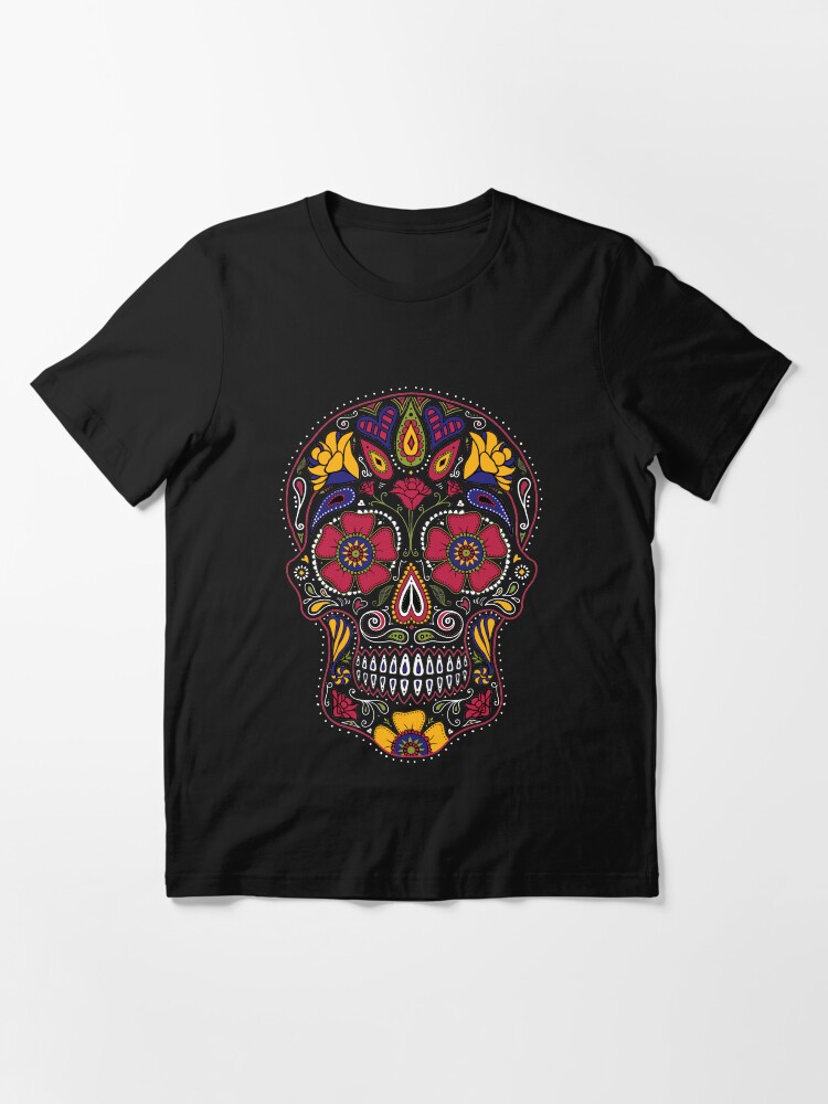 Alternate view of Day of the Dead Sugar Skull Dark Essential T-Shirt