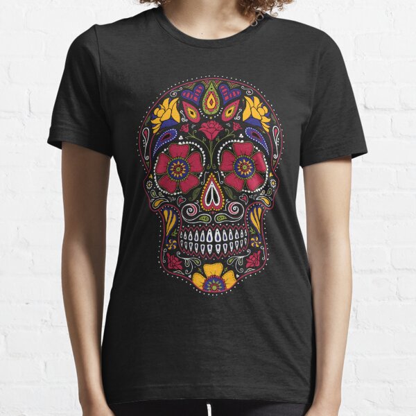 Women's Día de Muertos Sugar Skull Short Sleeve Graphic T-Shirt - Yellow XS