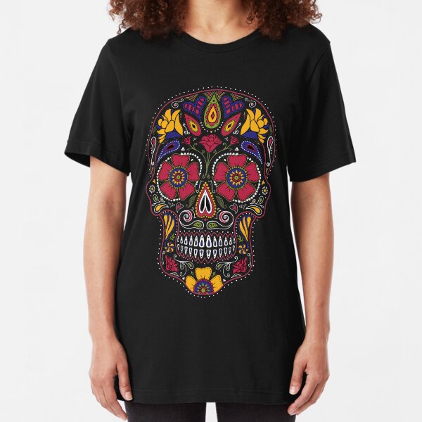 Day of the Dead Sugar Skull Dark Slim Fit T-Shirt