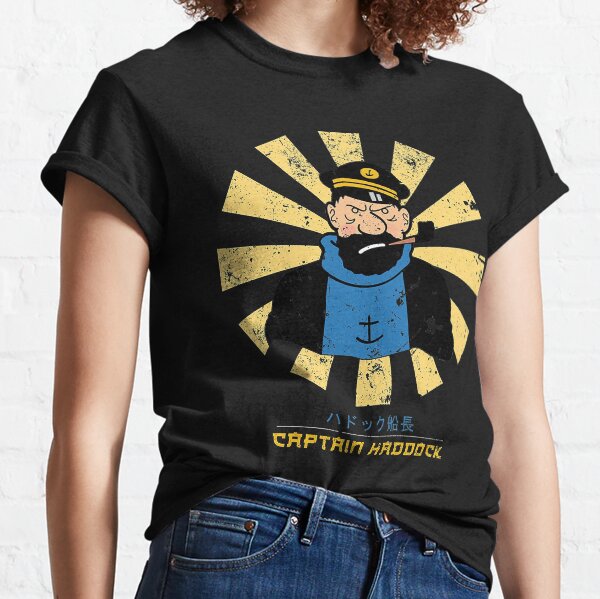 Shirt Captain Haddock Retro Japanese Tintin, Designer Classic T-Shirt