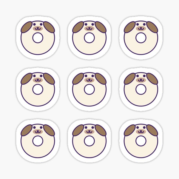 Cute Kawaii Dog Donut Sticker