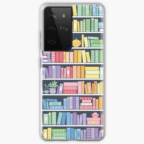 Aperçu de l'œuvre Motif d'étagère à livres arc-en-ciel (fond noir) créée et vendue par Kit Cronk.