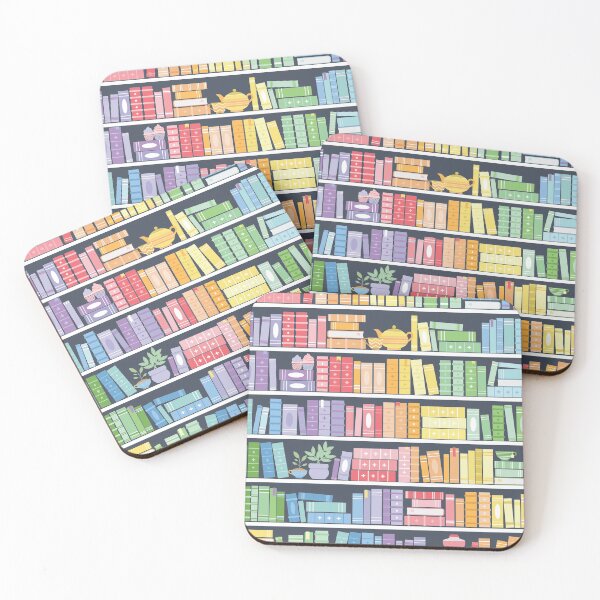 Item preview, Rainbow Books Shelf Pattern (Black Background) designed and sold by Kit Cronk.