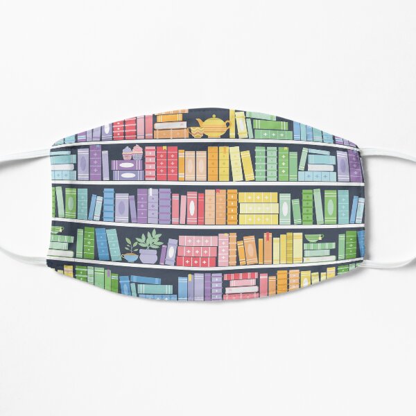 Rainbow Books Shelf Pattern (Black Background) Flat Mask