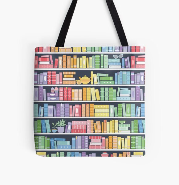 Item preview, Rainbow Books Shelf Pattern (Black Background) designed and sold by Kit Cronk.