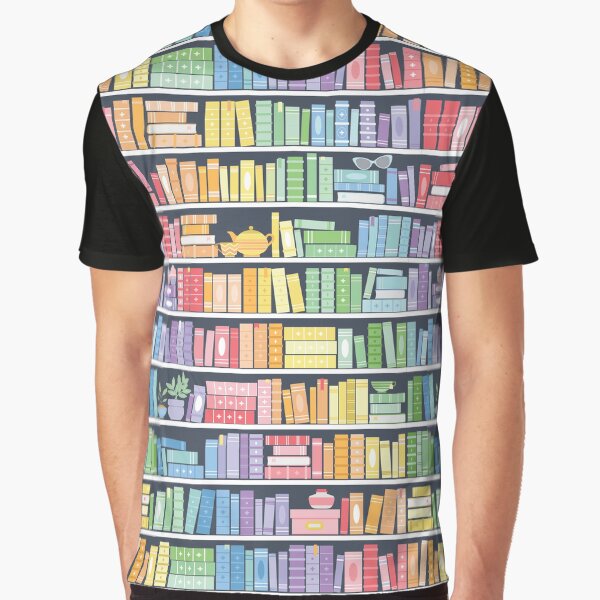 Item preview, Rainbow Books Shelf Pattern (Black Background) designed and sold by Kit Cronk.