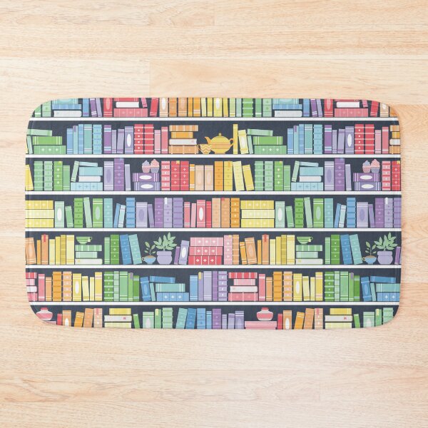 Item preview, Rainbow Books Shelf Pattern (Black Background) designed and sold by Kit Cronk.