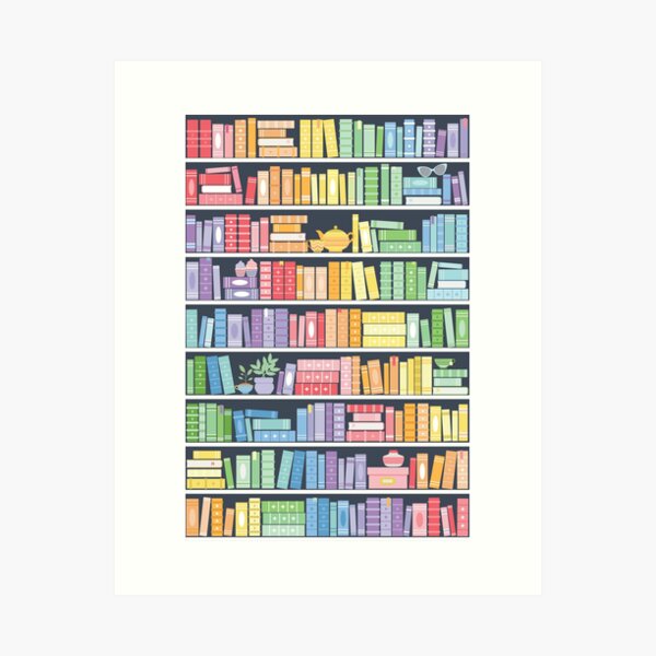 Item preview, Rainbow Books Shelf Pattern (Black Background) designed and sold by Kit Cronk.