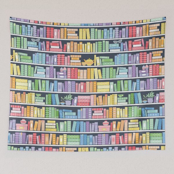 Item preview, Rainbow Books Shelf Pattern (Black Background) designed and sold by Kit Cronk.