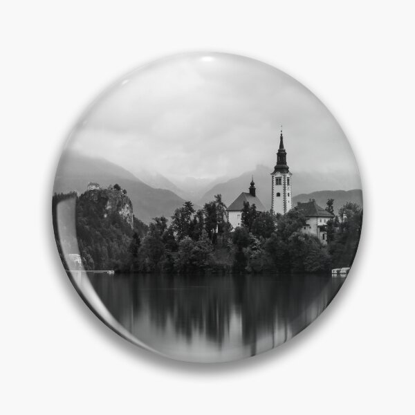 Item preview, Lake Bled in Slovenia - artistic black and white designed and sold by Felix Bautz.