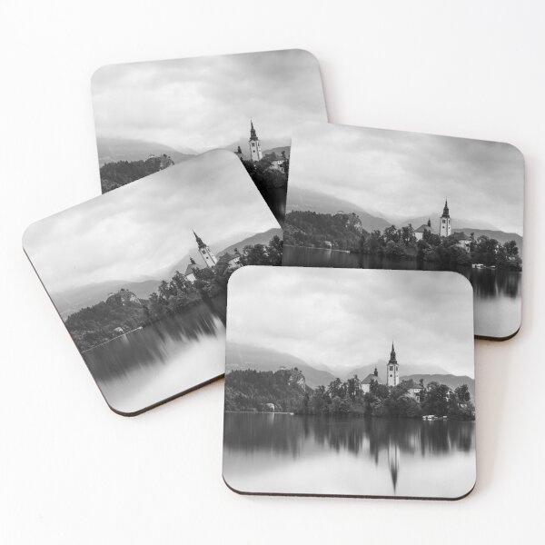 Item preview, Lake Bled in Slovenia - artistic black and white designed and sold by Felix Bautz.