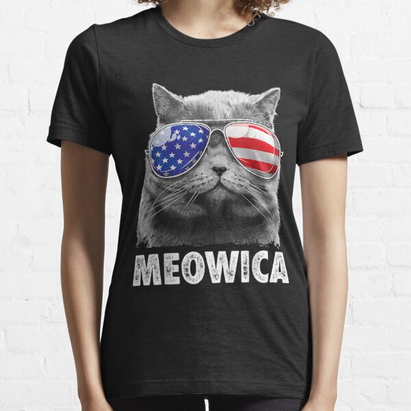 Cat 4th of July Shirts Meowica Merica Men USA American Flag Essential T-Shirt