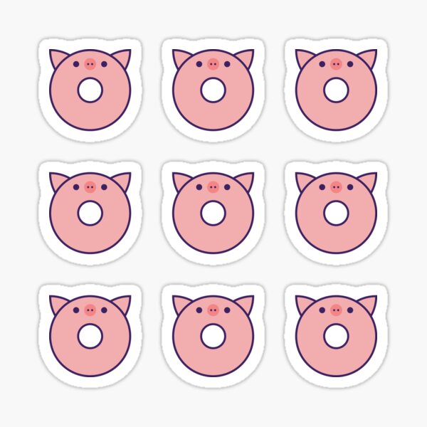 Cute Kawaii Pig Donut Sticker