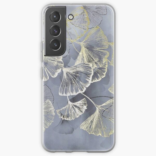 Gold ginko leaves on a gray background Samsung Galaxy Soft Case