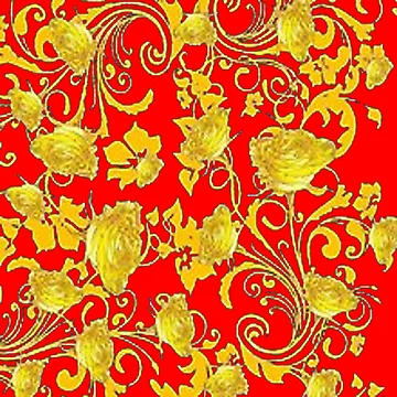 Artwork thumbnail, GOLDEN ROSES GARDEN ABSTRACT RED ABSTRACT by sharlesart