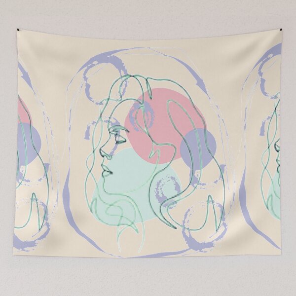 Item preview,  Minimalist Linear Abstract Feminine Face, nr 3,graphic psychedelic abstract art, trippy graphic psychedelic arte abstracto designed and sold by Adri Barnard.