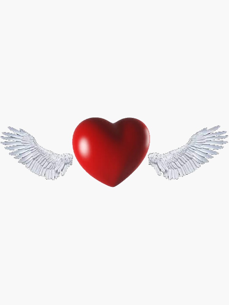 Winged Heart Stickers, Pink Flying Angel Heart With Wings Laptop