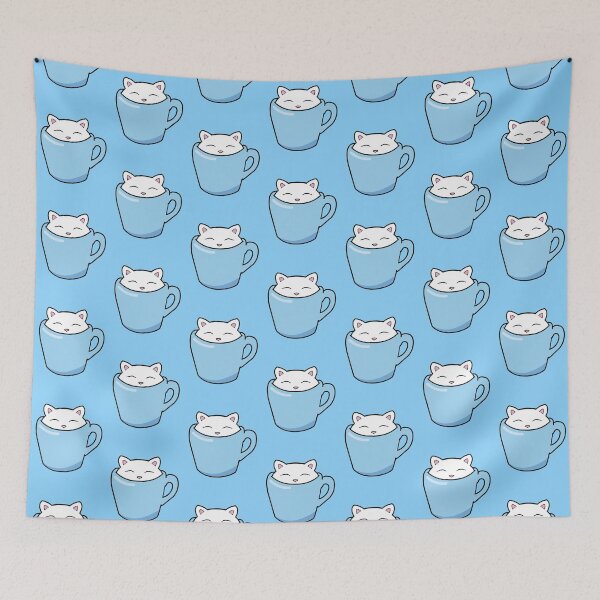 Item preview, Sweet cat sitting in a blue cup of coffee designed and sold by Purr95.